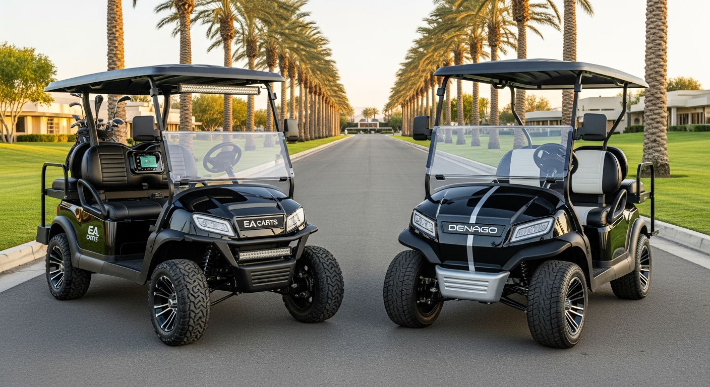 EA Carts vs Denago electric golf cart side-by-side comparison featured image
